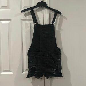 Express Black Overalls Shorts Distressed